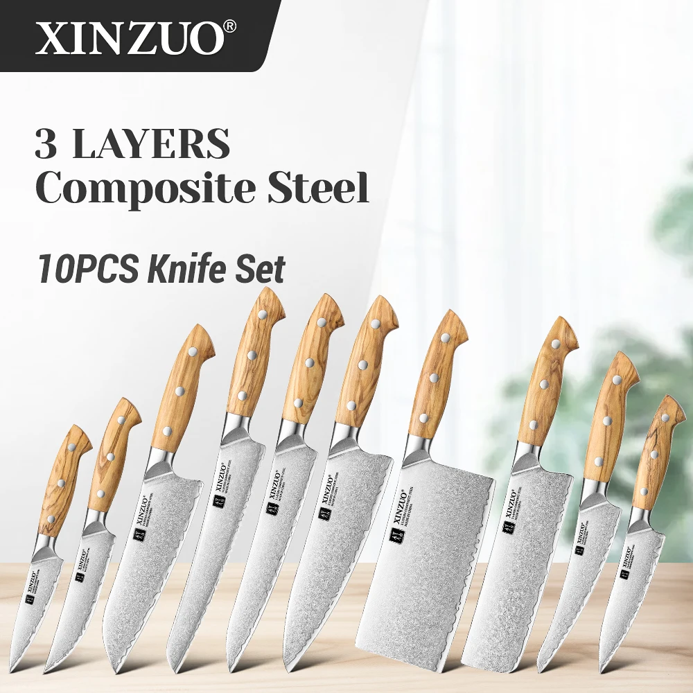 XINZUO 1-10PCS Kitchen Knife Set Hand-Edge 10Cr15CoMoV High Carbon Steel With Ergonomic Olive Wood Handle Kitchen Cooking Tool
XINZUO 1-10PCS Kitchen Knife Set Hand-Edge 10Cr15CoMoV High Carbon Steel With Ergonomic Olive Wood Handle Kitchen Cooking Tool