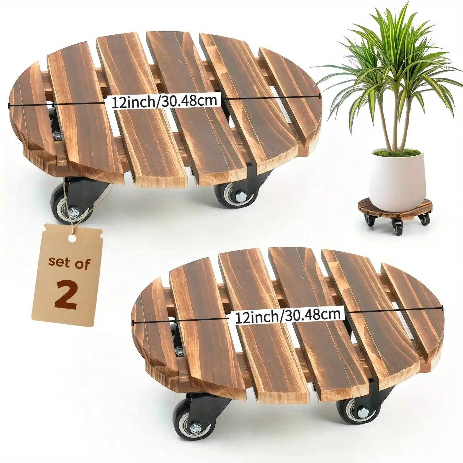 2-Pack 12-Inch Rolling Plant Stand - Lockable, Rust-Resistant for Indoors & Patio
2-Pack 12-Inch Rolling Plant Stand - Lockable, Rust-Resistant for Indoors & Patio