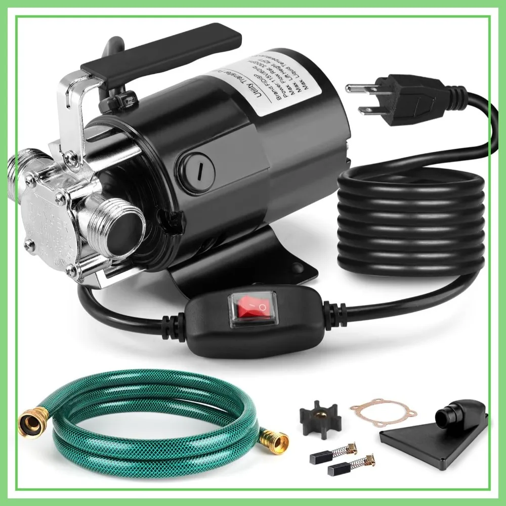 115V 1/10HP Electric Water Transfer Pump with On/Off Switch, 1x6ft Hoses Kit for Draining Pools, Aquariums, Hot Tubs
115V 1/10HP Electric Water Transfer Pump with On/Off Switch, 1x6ft Hoses Kit for Draining Pools, Aquariums, Hot Tubs