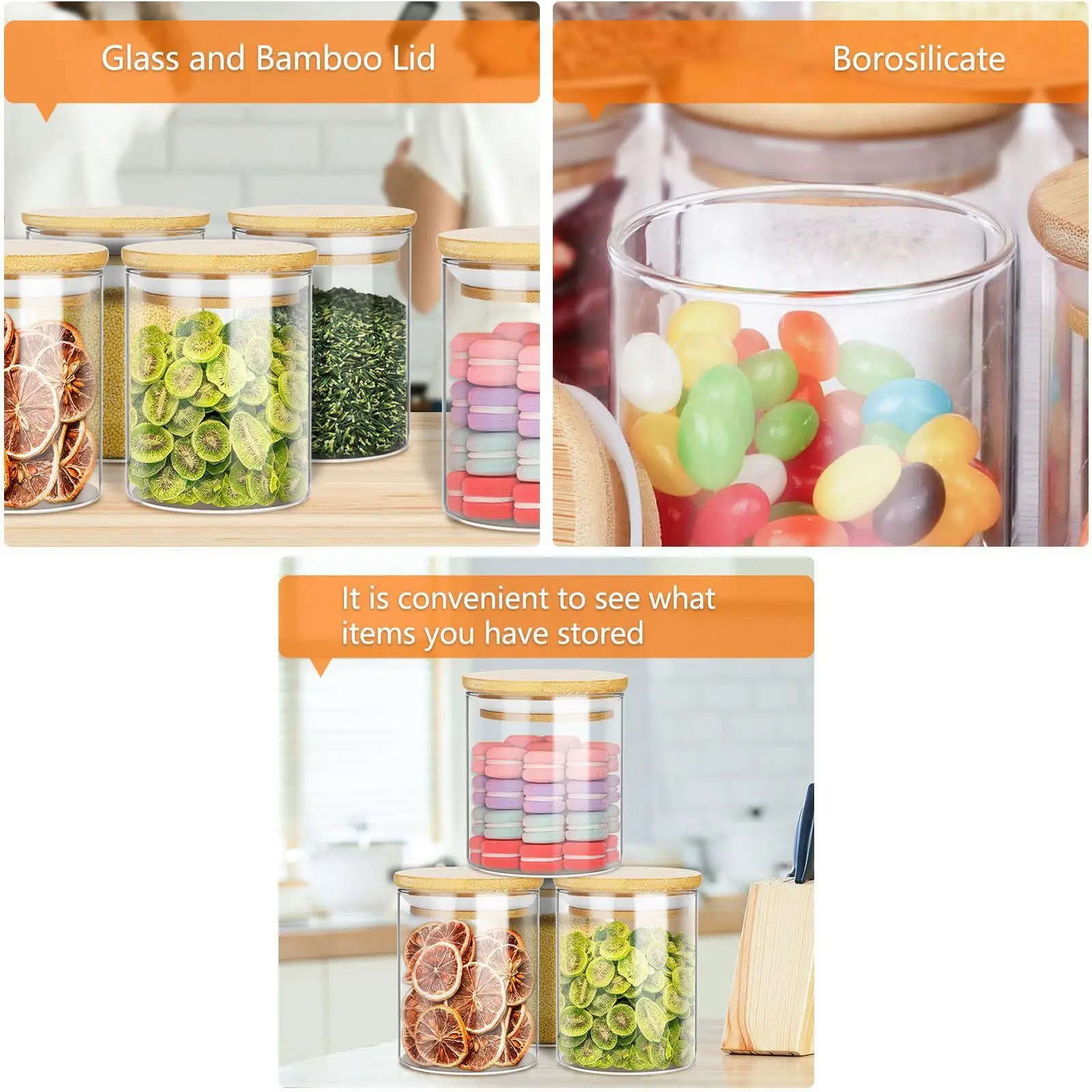 Spice Jars Set Of 6,450Ml Glass Jars With Bamboo Lids,Clear Kitchen Glass Storage Containers For Pantry Organization-AT36
Spice Jars Set Of 6,450Ml Glass Jars With Bamboo Lids,Clear Kitchen Glass Storage Containers For Pantry Organization-AT36