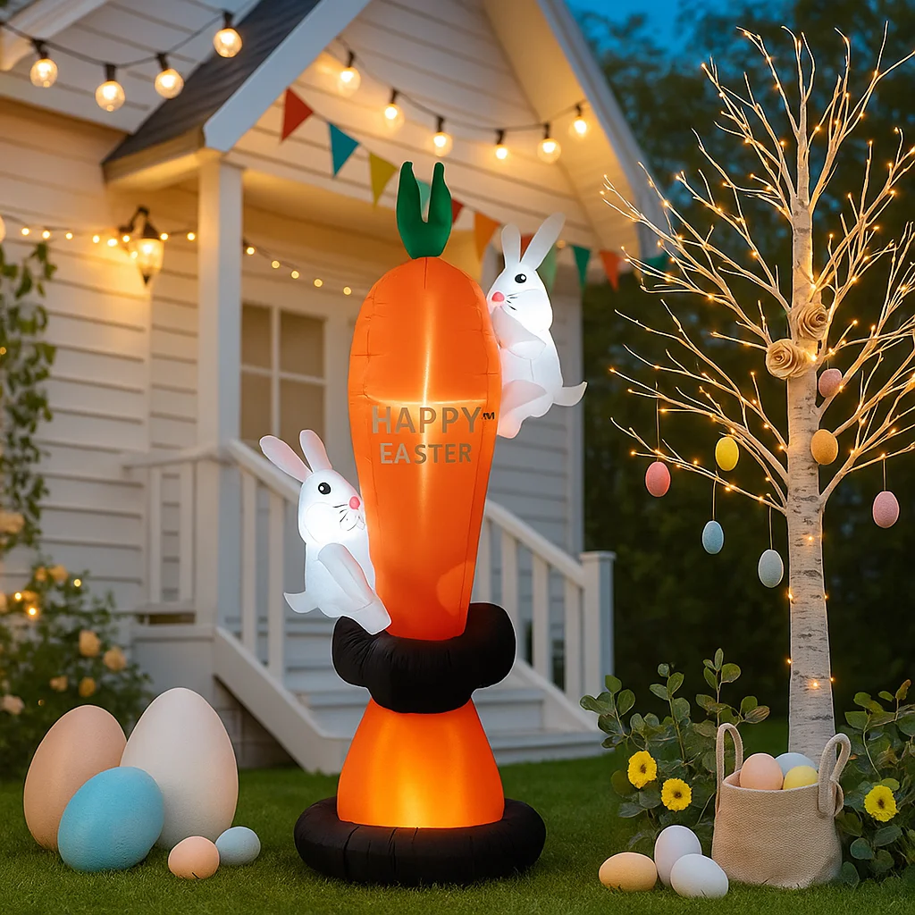 Надувная игрушка-кролик 1,8 м с надувной светодиодной декорацией в виде гигантской моркови для пасхальной вечеринки
Надувная игрушка-кролик 1,8 м с надувной светодиодной декорацией в виде гигантской моркови для пасхальной вечеринки