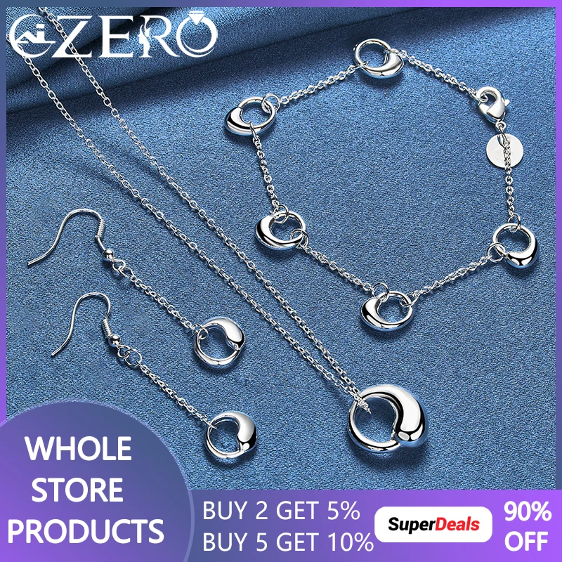 ALIZERO 925 Sterling Silver Water Drop Bracelet Necklace Earrings Jewelry Set For Women Charm Wedding Fashion Party Jewelry Gift
ALIZERO 925 Sterling Silver Water Drop Bracelet Necklace Earrings Jewelry Set For Women Charm Wedding Fashion Party Jewelry Gift