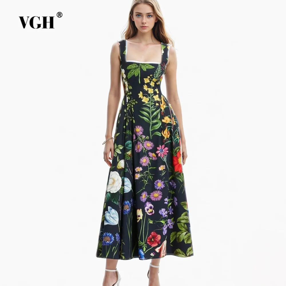 VGH Hit Color Floral Printing Backless For Women Square Collar Sleeveless High Waist Patchwork Lace Up Dress Female Fashion New
VGH Hit Color Floral Printing Backless For Women Square Collar Sleeveless High Waist Patchwork Lace Up Dress Female Fashion New