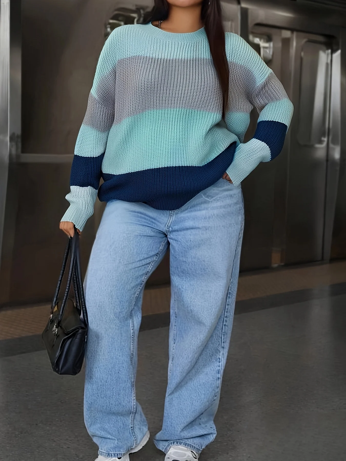 Plus Size Women Casual Striped Color Block Long Sleeve Knit Pullover Sweater Autumn Winter All-match Outfit
Plus Size Women Casual Striped Color Block Long Sleeve Knit Pullover Sweater Autumn Winter All-match Outfit