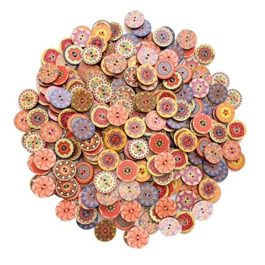 100 Pcs Double-Sided Multicolor Vintage Wooden Buttons, Round, 2cm 0.78 inch,Assorted Floral Patterns, Ideal for Sewing, Knitti
100 Pcs Double-Sided Multicolor Vintage Wooden Buttons, Round, 2cm 0.78 inch,Assorted Floral Patterns, Ideal for Sewing, Knitti