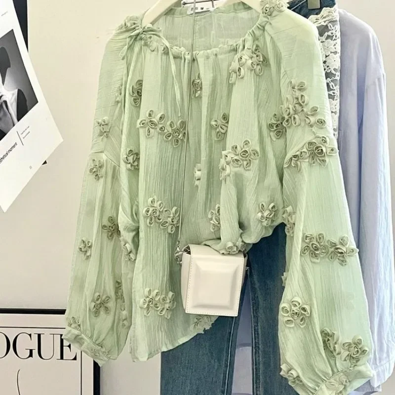 New Summer Hot Mint Mambo Green Long Sleeved Shirt with Fresh Printed Fresh Women's Niche Fashion Top
New Summer Hot Mint Mambo Green Long Sleeved Shirt with Fresh Printed Fresh Women's Niche Fashion Top