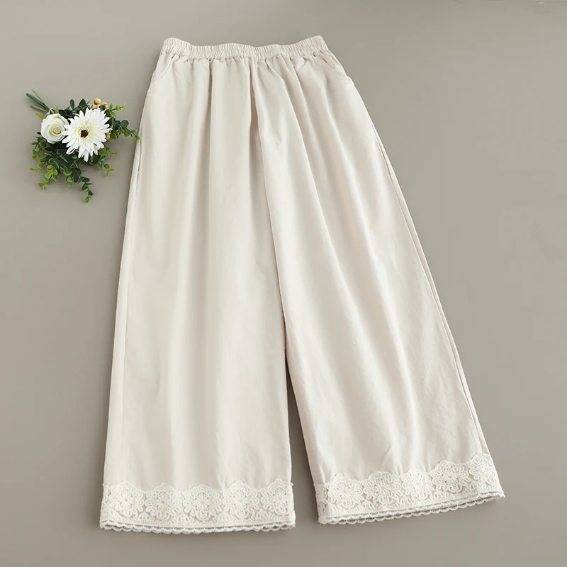 Japanese Sweet Mori Girl Lace Patchwork Straight Pants Women Summer Solid Candy Color Elastic Waist Casual Loose Long Pants
Japanese Sweet Mori Girl Lace Patchwork Straight Pants Women Summer Solid Candy Color Elastic Waist Casual Loose Long Pants