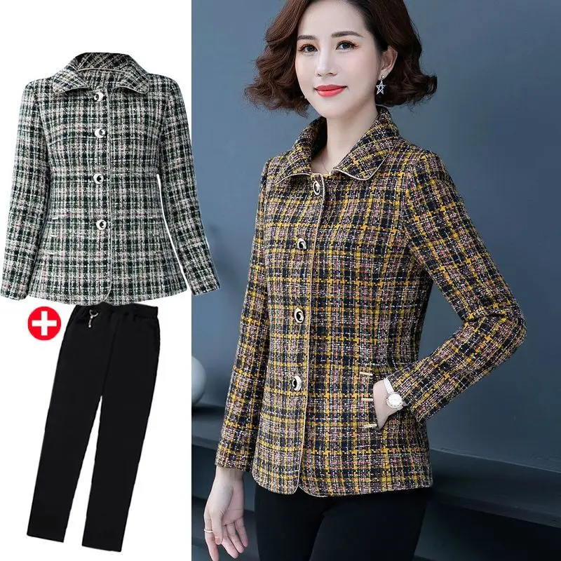 Chic Mommy Autumn Outerwear Plaid Women's Single Set 4050 Middle-aged Faionable Commute Sle Chinese Production PU Material
Chic Mommy Autumn Outerwear Plaid Women's Single Set 4050 Middle-aged Faionable Commute Sle Chinese Production PU Material