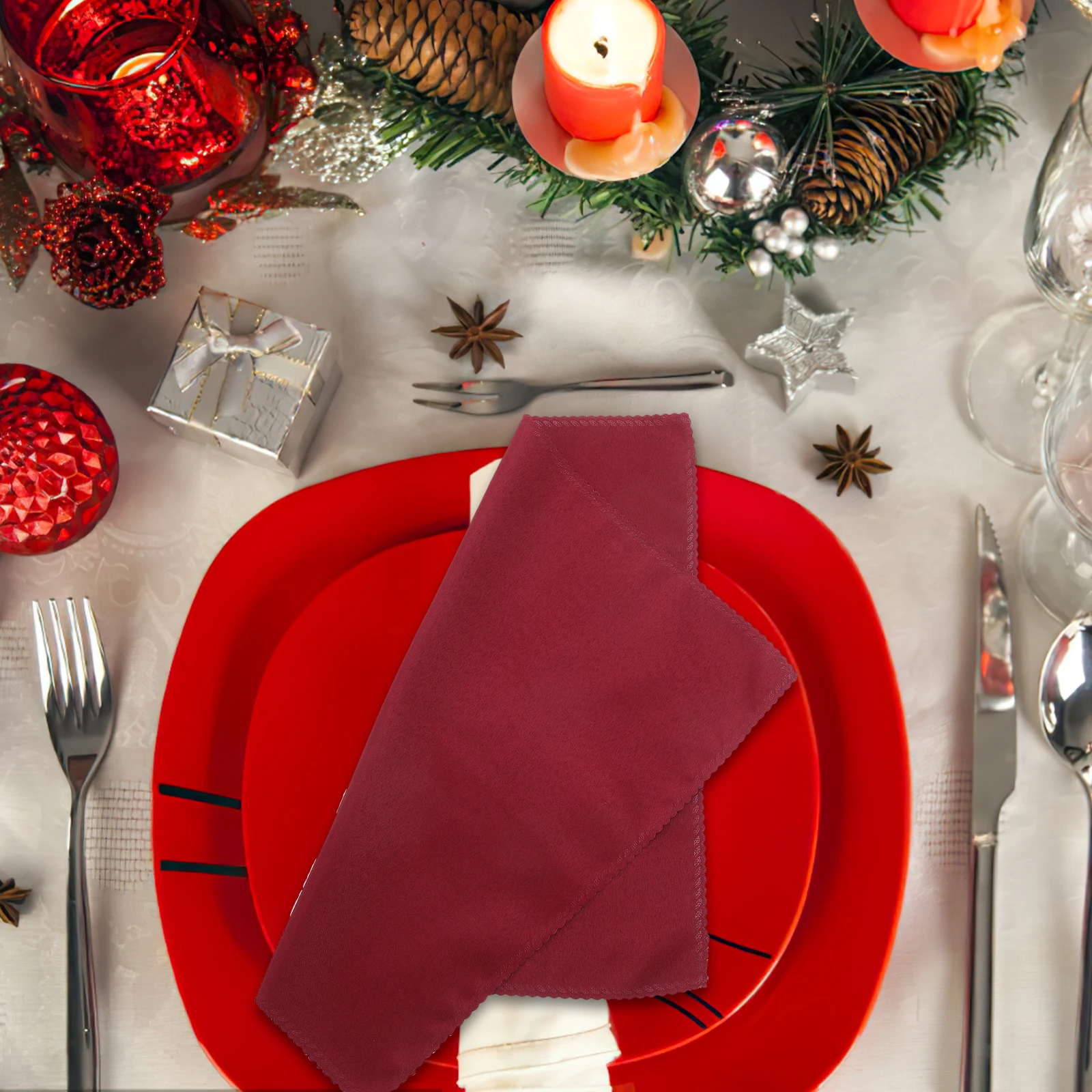 10Pcs Solid Color Dinner Napkins Dark Red Polyester Fabric Serviette for Home Party Restaurant Hotel Use Bulk Cloth Napkins
10Pcs Solid Color Dinner Napkins Dark Red Polyester Fabric Serviette for Home Party Restaurant Hotel Use Bulk Cloth Napkins