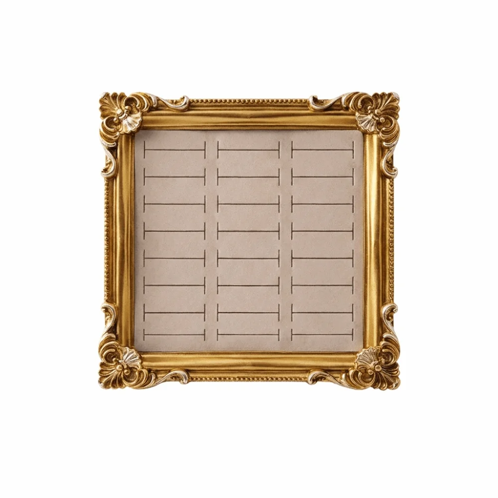 European-style Vintage Jewelry Display Rack Aesthetic Gold Photo Frame Wooden Ring Display Trinket Stand Square
European-style Vintage Jewelry Display Rack Aesthetic Gold Photo Frame Wooden Ring Display Trinket Stand Square