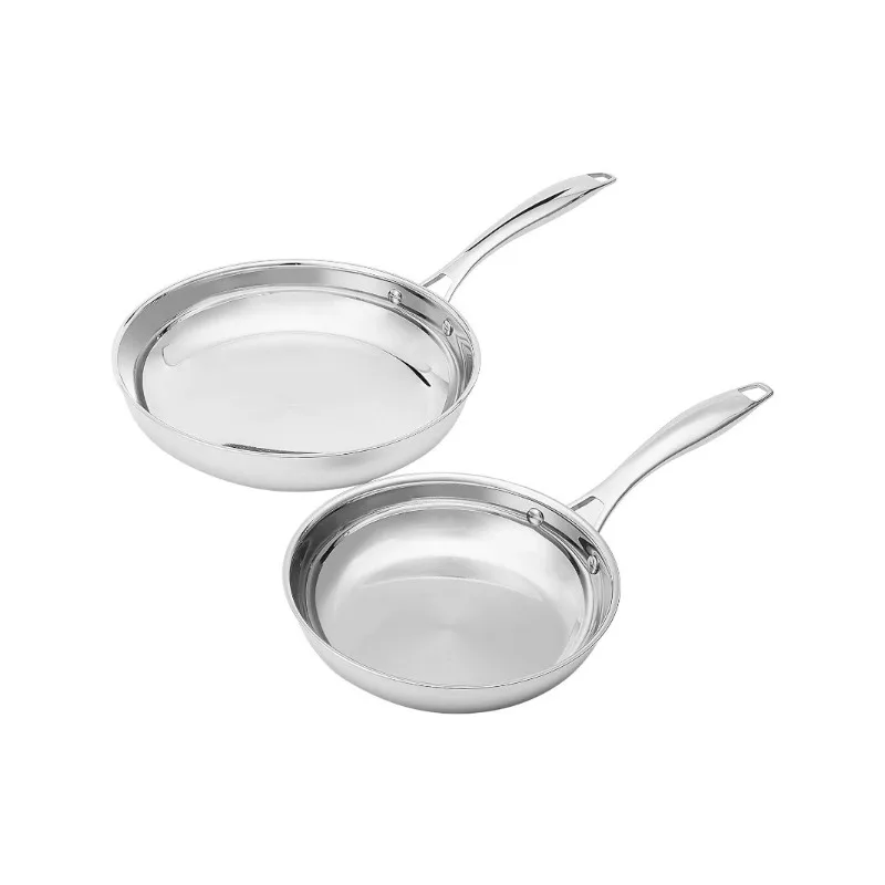 2-Piece Oven Safe, Riveted Handle Stainless Steel Induction Frying Pan Set - Silver, 8-inch & 10-inch
2-Piece Oven Safe, Riveted Handle Stainless Steel Induction Frying Pan Set - Silver, 8-inch & 10-inch