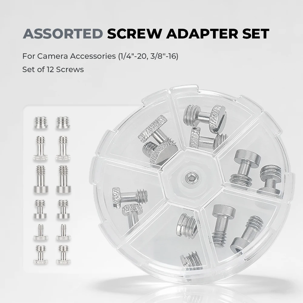 HDRig 1/4"-20 & 3/8"-16 Screw Bolt Assortment With Plastic Storage Case For Camera Quick Release Plate (12 Pcs)
HDRig 1/4"-20 & 3/8"-16 Screw Bolt Assortment With Plastic Storage Case For Camera Quick Release Plate (12 Pcs)