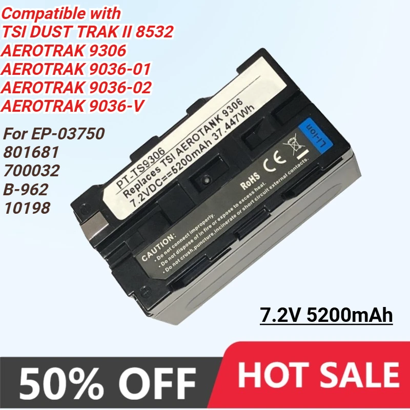 Сменный аккумулятор 5200 мАч для TSI 700032 AeroTrak 9306-01 EP-03750 AeroTrak9036-02 10198 AeroTrak 9036-V Пыль Трак II 8532
Сменный аккумулятор 5200 мАч для TSI 700032 AeroTrak 9306-01 EP-03750 AeroTrak9036-02 10198 AeroTrak 9036-V Пыль Трак II 8532
