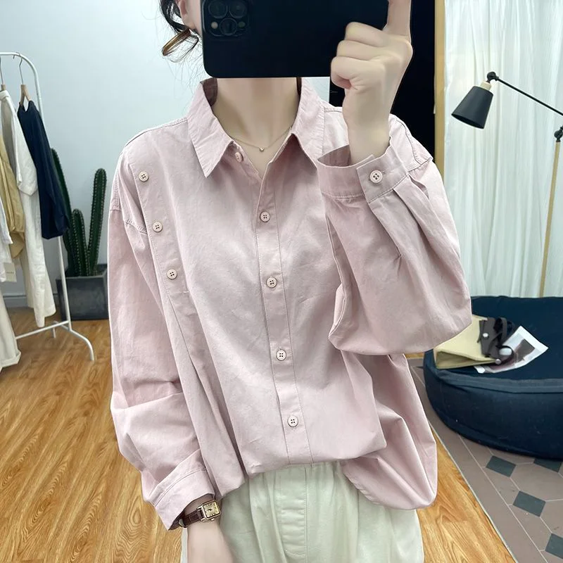 Осенний дизайн, женский топ из чистого хлопка с рукавами-фонариками и длинными рукавами, топ на боковых пуговицах, новинка 2025 года, рубашка с воротником-поло
Осенний дизайн, женский топ из чистого хлопка с рукавами-фонариками и длинными рукавами, топ на боковых пуговицах, новинка 2025 года, рубашка с воротником-поло