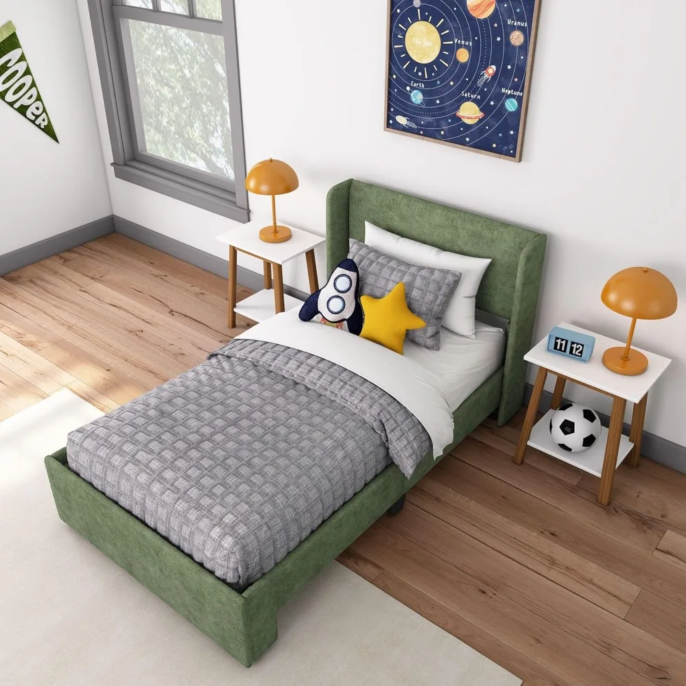 Upholstered Twin Bed Frame with Rectangular Headboard, Upholstered Platform Bed for Kids, No Box Spring Needed,
Upholstered Twin Bed Frame with Rectangular Headboard, Upholstered Platform Bed for Kids, No Box Spring Needed,
