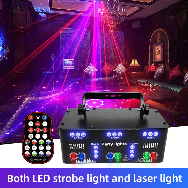 21 Eyes RGB DJ Disco Light Beam Laser Projector DMX Remote Strobe Stage Black Light Effect wedding Club Party Holiday Birthday
21 Eyes RGB DJ Disco Light Beam Laser Projector DMX Remote Strobe Stage Black Light Effect wedding Club Party Holiday Birthday