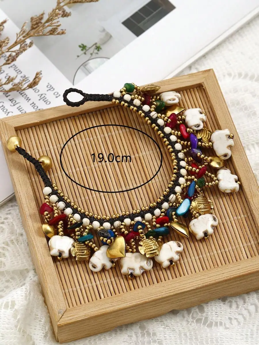 Boho Beaded Wristband With White Stone Elephant, Heart And Fish Charms, 19Cm Length For Women’s Casual Or Celebration Wear
Boho Beaded Wristband With White Stone Elephant, Heart And Fish Charms, 19Cm Length For Women’s Casual Or Celebration Wear