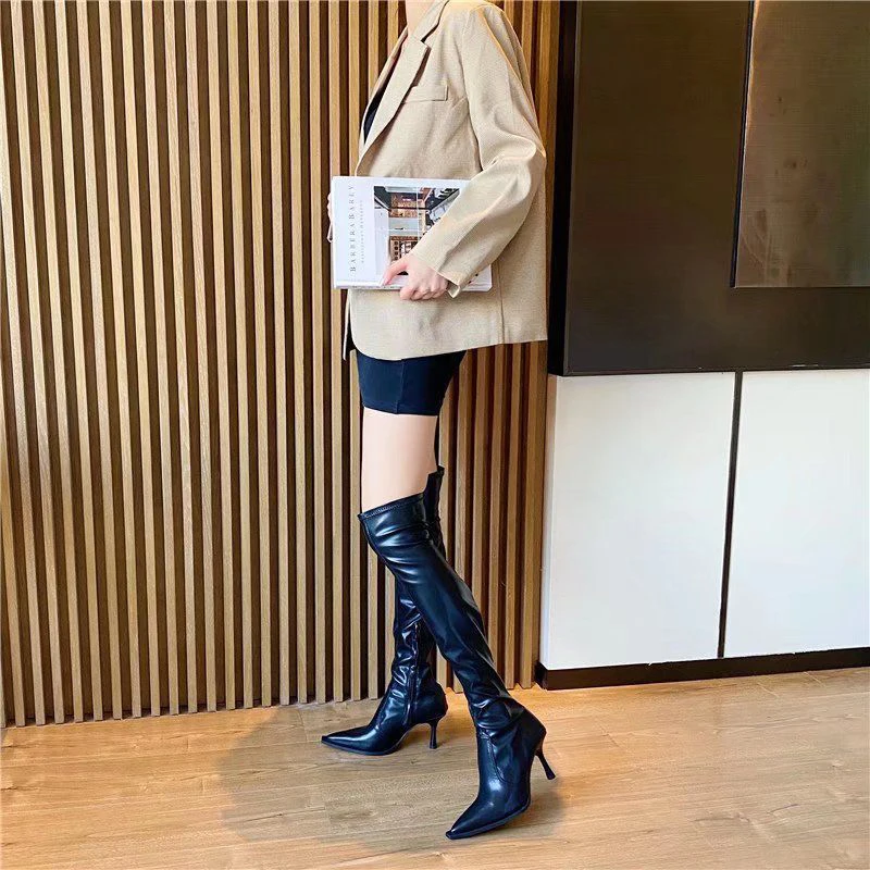 Sexy Pointed Toe Over-the-Knee Boots Women Black Stiletto Wrinkled Boots 2023 High Tube Knight Cowboy Long Boots Nightclub Shoes
Sexy Pointed Toe Over-the-Knee Boots Women Black Stiletto Wrinkled Boots 2023 High Tube Knight Cowboy Long Boots Nightclub Shoes