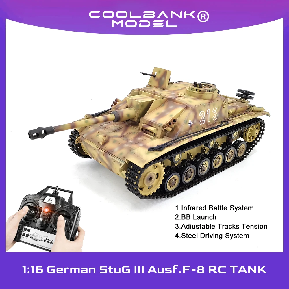 Coolbank HL 3868-1 1:16 Modify Upgraded German StuG III Ausf. F-8 RTR RC Tank 360° Turret Hobby RC Toys with Smoke, Sound lights
Coolbank HL 3868-1 1:16 Modify Upgraded German StuG III Ausf. F-8 RTR RC Tank 360° Turret Hobby RC Toys with Smoke, Sound lights