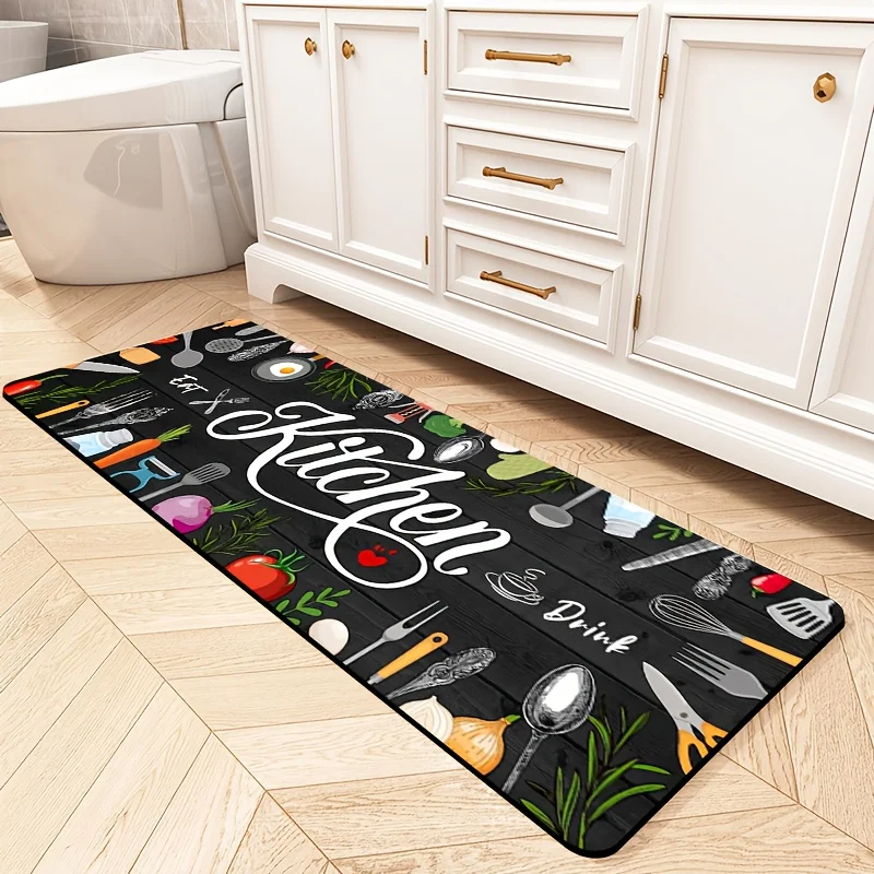 Vintage Kitchen Utensils Mat, Non-Slip Rug with "Kitchen" Lettering,Cooking Tools Print Floor Decor for Sink & Laundry,Easy Care
Vintage Kitchen Utensils Mat, Non-Slip Rug with "Kitchen" Lettering,Cooking Tools Print Floor Decor for Sink & Laundry,Easy Care