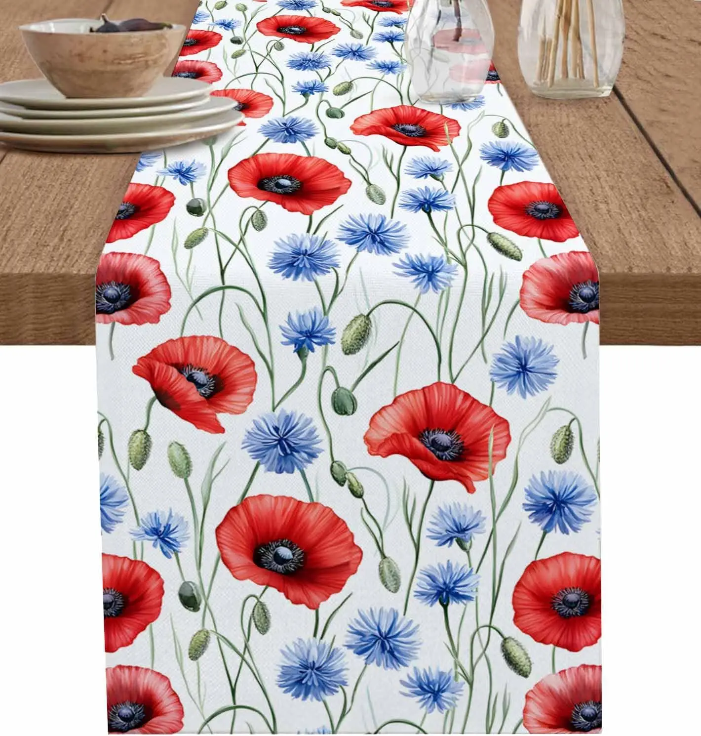 4th of July Flowers Linen Table Runner Holiday Party Decor Patriotic Red Blue Poppy Floral Table Runners for Kitchen Table Decor
4th of July Flowers Linen Table Runner Holiday Party Decor Patriotic Red Blue Poppy Floral Table Runners for Kitchen Table Decor