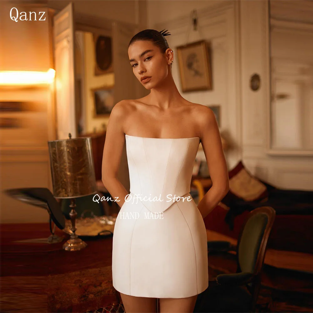 Qanz Modest Satin Short Prom Dresses Strapless Mini Women Wedding Party Dress Corset Back Abiti Da Cerimonia 2025 Customized
Qanz Modest Satin Short Prom Dresses Strapless Mini Women Wedding Party Dress Corset Back Abiti Da Cerimonia 2025 Customized