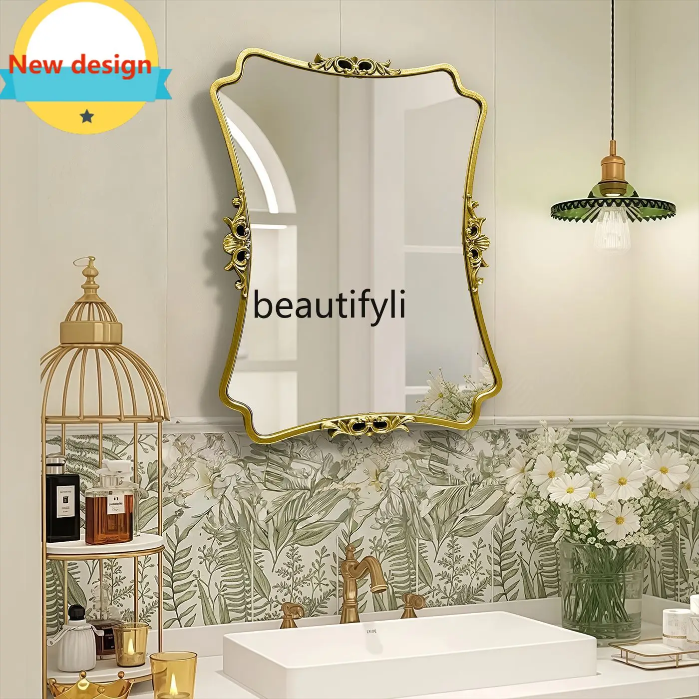 A139 American Retro Bathroom Mirror Entryway Wall-Mounted French Creative Smart Mirror Bathroom Vanity Mirror 
A139 American Retro Bathroom Mirror Entryway Wall-Mounted French Creative Smart Mirror Bathroom Vanity Mirror