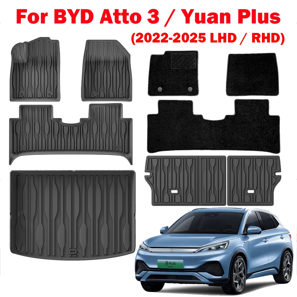 For BYD Atto 3 / YUAN PLUS 2022-2025 TPE Floor Mats and Cargo Liner, All Weather Floor Liners Trunk Mat TPE Heavy Duty Pad
For BYD Atto 3 / YUAN PLUS 2022-2025 TPE Floor Mats and Cargo Liner, All Weather Floor Liners Trunk Mat TPE Heavy Duty Pad