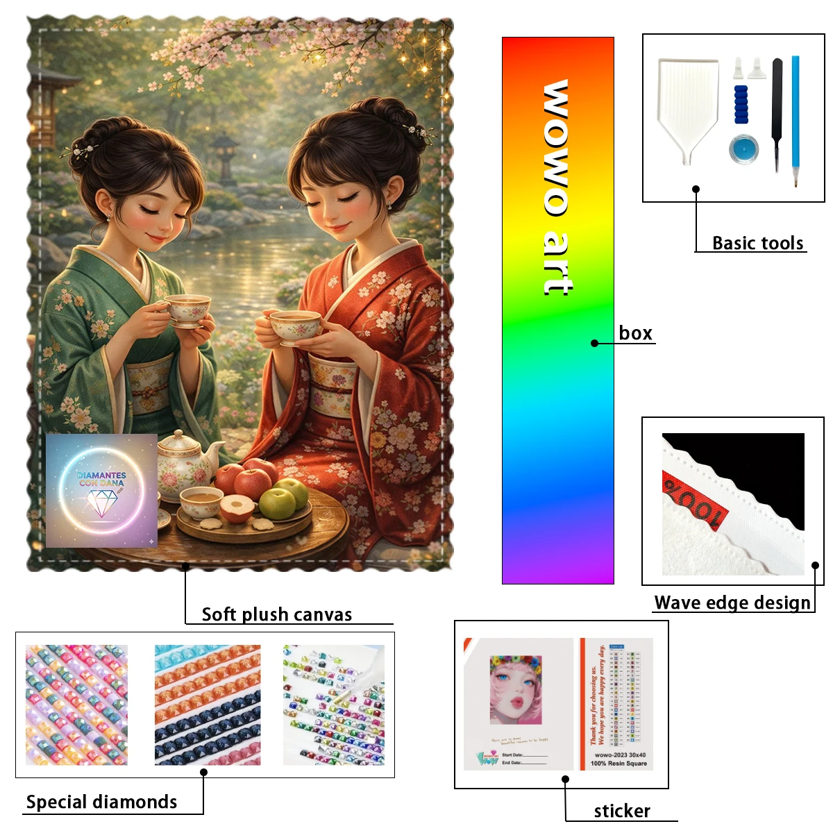 【Diamantes con Dana】Набор для вырезания стразами из 100% смолы FD+AB+XC с изображением двух японских девушек, пьющих кофе. Идеальное произведение.
【Diamantes con Dana】Набор для вырезания стразами из 100% смолы FD+AB+XC с изображением двух японских девушек, пьющих кофе. Идеальное произведение.