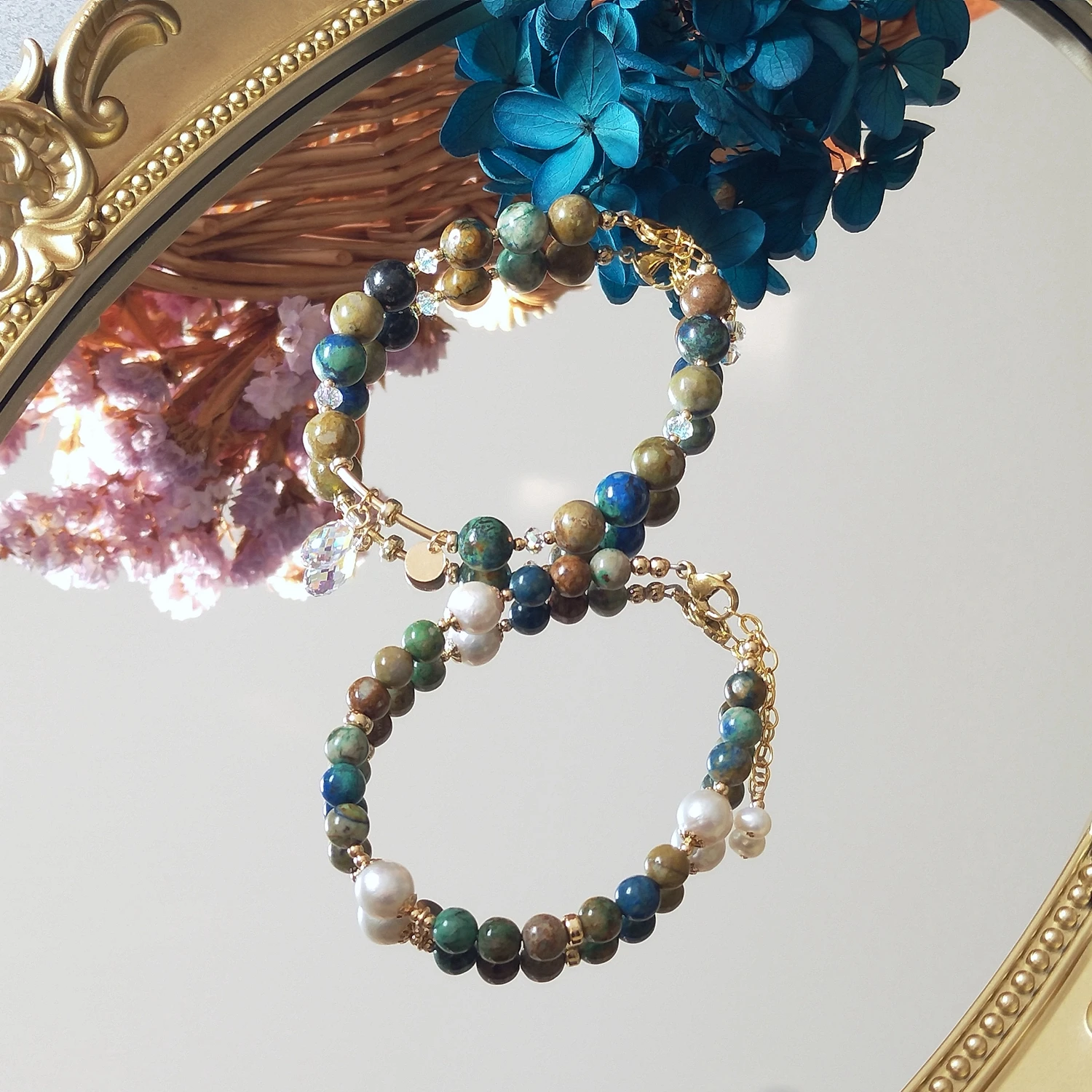 Lii Ji Chrysocolla 6mm/8mm Freshwater Pearl Natural Stone 14K Gold Filled Bracelet Handmade Bohe Fashion Jewelry For Female
Lii Ji Chrysocolla 6mm/8mm Freshwater Pearl Natural Stone 14K Gold Filled Bracelet Handmade Bohe Fashion Jewelry For Female