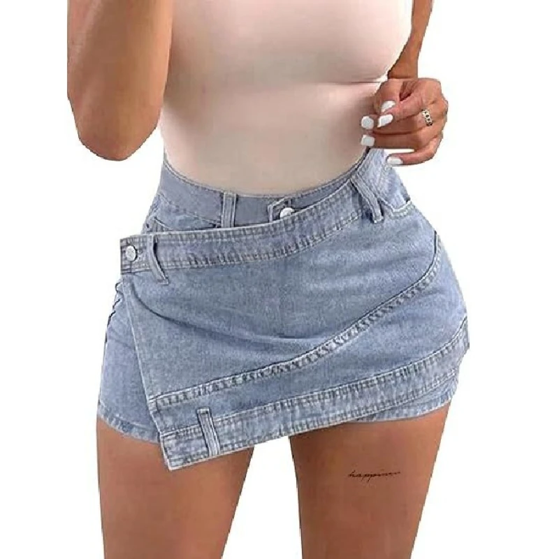 Women Asymmetric Wrap Denim Skirt Shorts High Waist Washed Blue Jeans Skort Summer Y2K Streetwear Casual Mini Sexy Hot Pants
Women Asymmetric Wrap Denim Skirt Shorts High Waist Washed Blue Jeans Skort Summer Y2K Streetwear Casual Mini Sexy Hot Pants