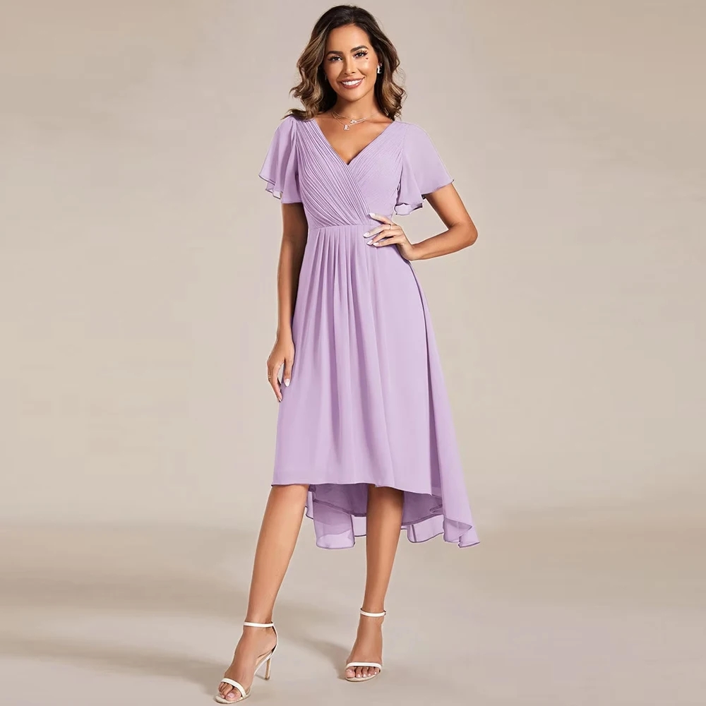 BAZIIINGAAA Party Dress Short Sleeve Ruffle V-Neck Pleated A-Line High-Low Wedding Guest Dresses Evening dress
BAZIIINGAAA Party Dress Short Sleeve Ruffle V-Neck Pleated A-Line High-Low Wedding Guest Dresses Evening dress