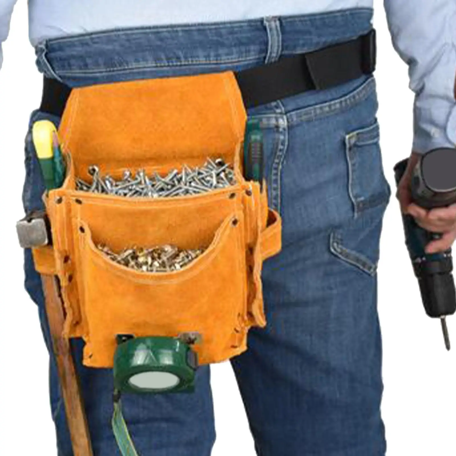 Leather Waist Tool Bag with Adjustable Belt Large Capacity Sturdy for Garden Work, Technician Lightweight Multipurpose Orange
Leather Waist Tool Bag with Adjustable Belt Large Capacity Sturdy for Garden Work, Technician Lightweight Multipurpose Orange