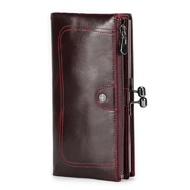 Contact'S Long Wallet Women Genuine Leather Metal Frame Credit Card Holder Hasp and Zipper Woman Phone Purse 4 Color
Contact'S Long Wallet Women Genuine Leather Metal Frame Credit Card Holder Hasp and Zipper Woman Phone Purse 4 Color