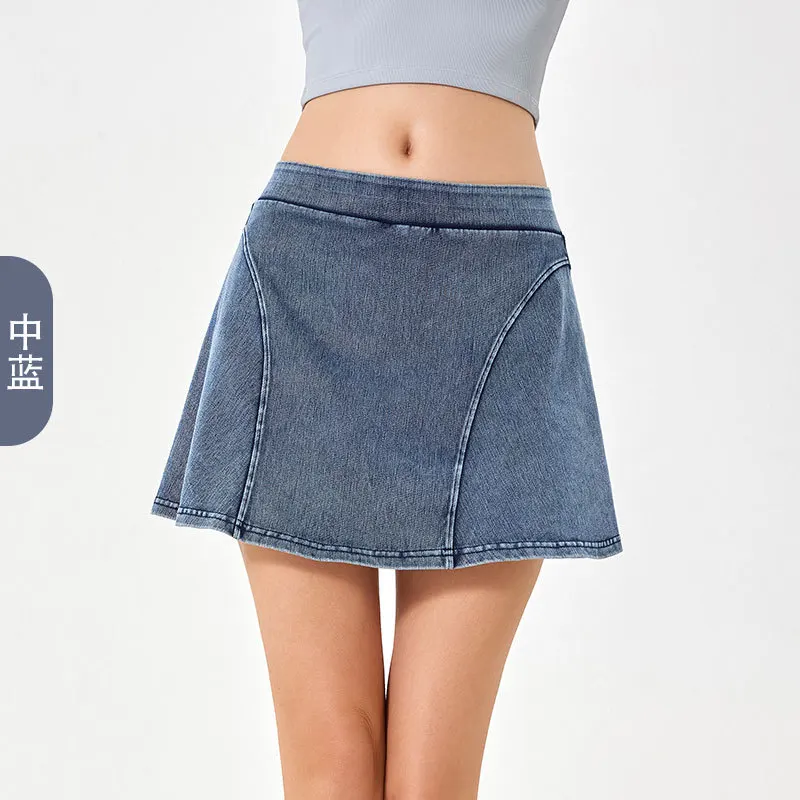 Vintage Denim Skirt High Elastic A-Line Wash Blue Slim Sports Fitness With Shorts Female Korean Summer Mini Jeans Skirt
Vintage Denim Skirt High Elastic A-Line Wash Blue Slim Sports Fitness With Shorts Female Korean Summer Mini Jeans Skirt