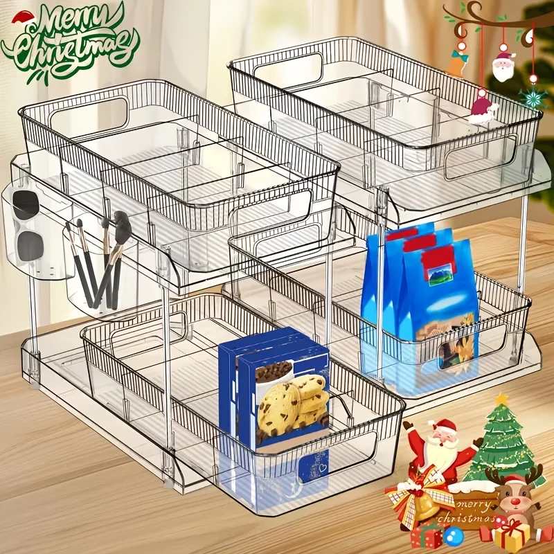 DDHOME 2pcs - Double-Layer Slide-Out Under-Sink Storage Rack - Transparent Pull-out Cabinet Shelf with Adjustable Compartments. Ideal for Organizing Kitchen, Bathroom, Pantry, Or Closet Space.Christmas Kitchen Decorations Storage and Organization
DDHOME 2pcs - Double-Layer Slide-Out Under-Sink Storage Rack - Transparent Pull-out Cabinet Shelf with Adjustable Compartments. Ideal for Organizing Kitchen, Bathroom, Pantry, Or Closet Space.Christmas Kitchen Decorations Storage and Organization