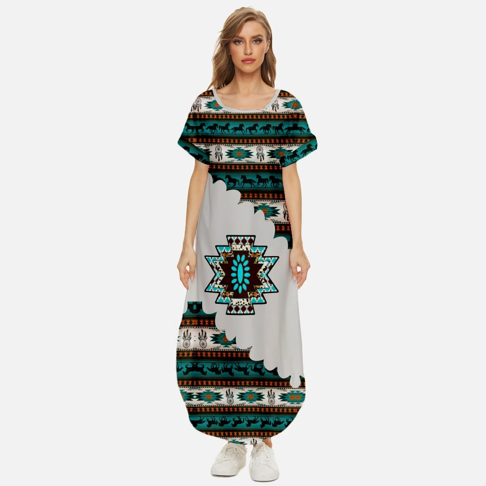 Women Maxi Dresses Summer Casual Loose Party Dresses Ethnic Style Printed Short-sleeved Hem Irregular Round Neck Dress
Women Maxi Dresses Summer Casual Loose Party Dresses Ethnic Style Printed Short-sleeved Hem Irregular Round Neck Dress
