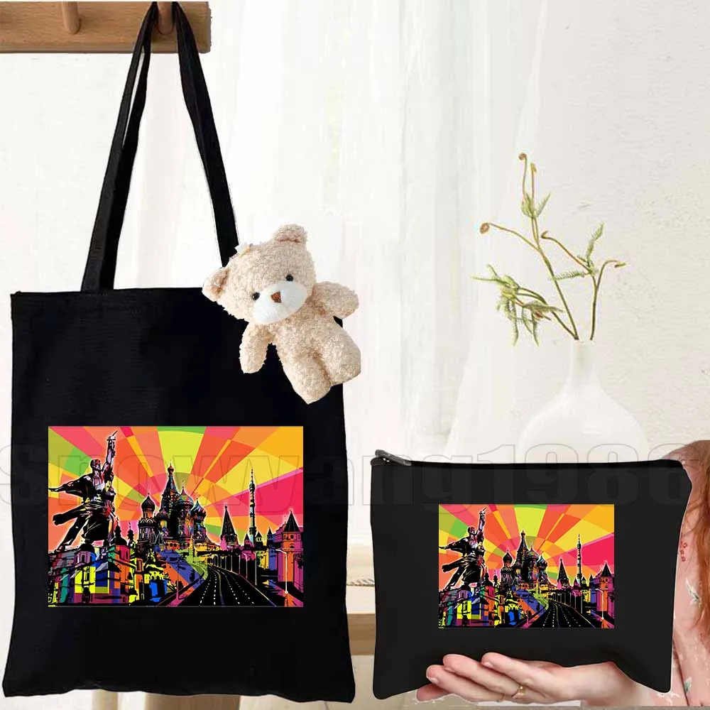 3pcs Russia Map Flag Russian Moscow Canvas Shoulder Tote Bag Matrioshka Nesting Doll Cathedral Women's Shopping Reusable Handbag
3pcs Russia Map Flag Russian Moscow Canvas Shoulder Tote Bag Matrioshka Nesting Doll Cathedral Women's Shopping Reusable Handbag