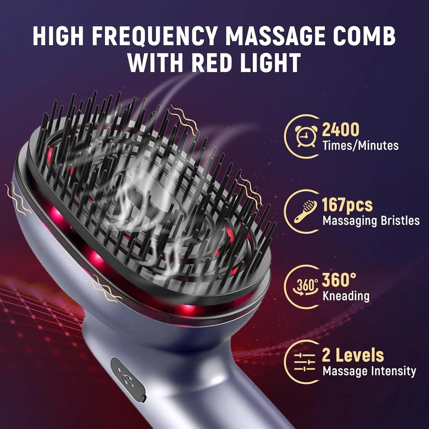 Massage Comb Red Light Head Massager 360° Kneading 167*Massage Bristles 2 Level 3*Essential Oil Cartridges Atomization Vibration
Massage Comb Red Light Head Massager 360° Kneading 167*Massage Bristles 2 Level 3*Essential Oil Cartridges Atomization Vibration