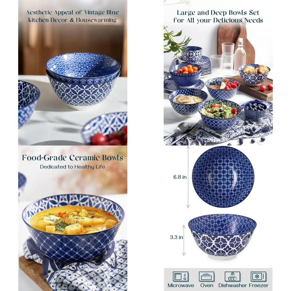 Набор из 6–33 унции винтажных синих керамических глубоких мисок для рамэн, макарон, салатов — можно мыть в посудомоечной машине и в микроволновой печи — идеально подходит для кухни
Набор из 6–33 унции винтажных синих керамических глубоких мисок для рамэн, макарон, салатов — можно мыть в посудомоечной машине и в микроволновой печи — идеально подходит для кухни