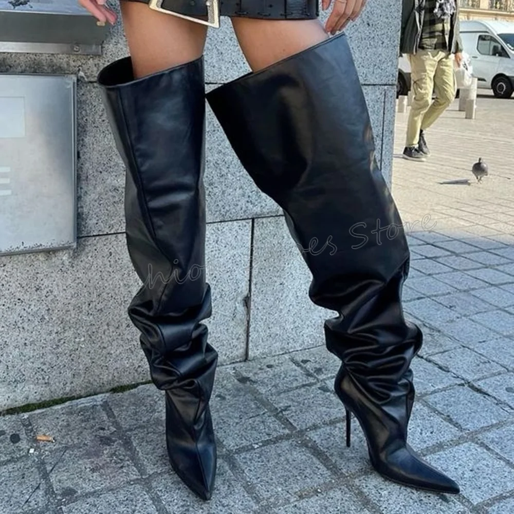 Black Pointed Toe Pleated Boots Matte Leather Stilettos High Heels High Heel Shoes for Women Heels 2025 New Zapatos Para Mujere
Black Pointed Toe Pleated Boots Matte Leather Stilettos High Heels High Heel Shoes for Women Heels 2025 New Zapatos Para Mujere