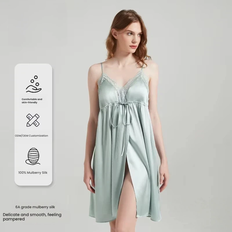 Women 6A Grade 100% Mulberry Silk Slip Dress 19 Momme Heavy Silk Lace Tie Waist Sexy Nightgown Luxury Loungewear
Women 6A Grade 100% Mulberry Silk Slip Dress 19 Momme Heavy Silk Lace Tie Waist Sexy Nightgown Luxury Loungewear
