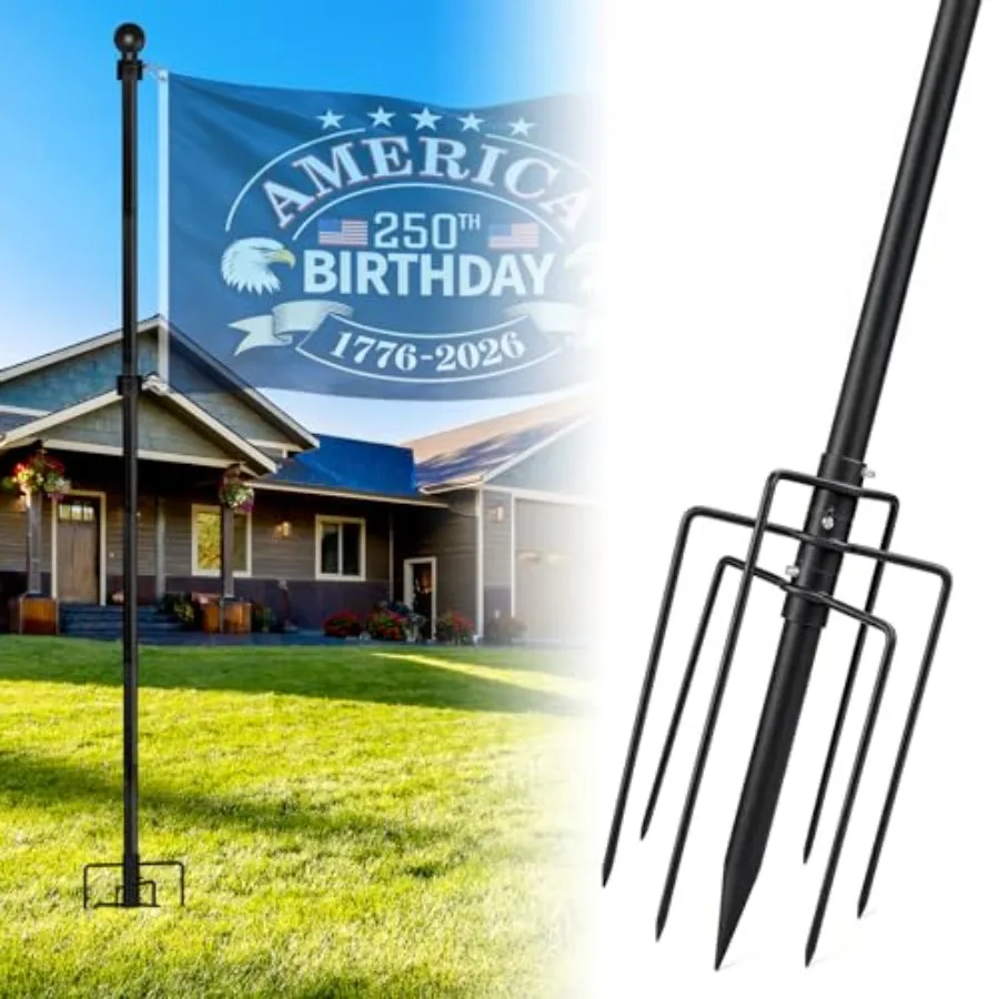 304 Stainless Steel 8Feet In Ground Flag Pole with 7 Prongs Base, Heavy Duty Extra Thick Camper Flag Pole, 1 Inch Inground Flag
304 Stainless Steel 8Feet In Ground Flag Pole with 7 Prongs Base, Heavy Duty Extra Thick Camper Flag Pole, 1 Inch Inground Flag