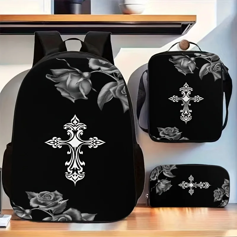 Cross Print Unisex Backpack Set of 3 - Includes a Shoulder Bag And Pencil Case, Lightweight Travel Backpack, Work Backpack, Lapt
Cross Print Unisex Backpack Set of 3 - Includes a Shoulder Bag And Pencil Case, Lightweight Travel Backpack, Work Backpack, Lapt