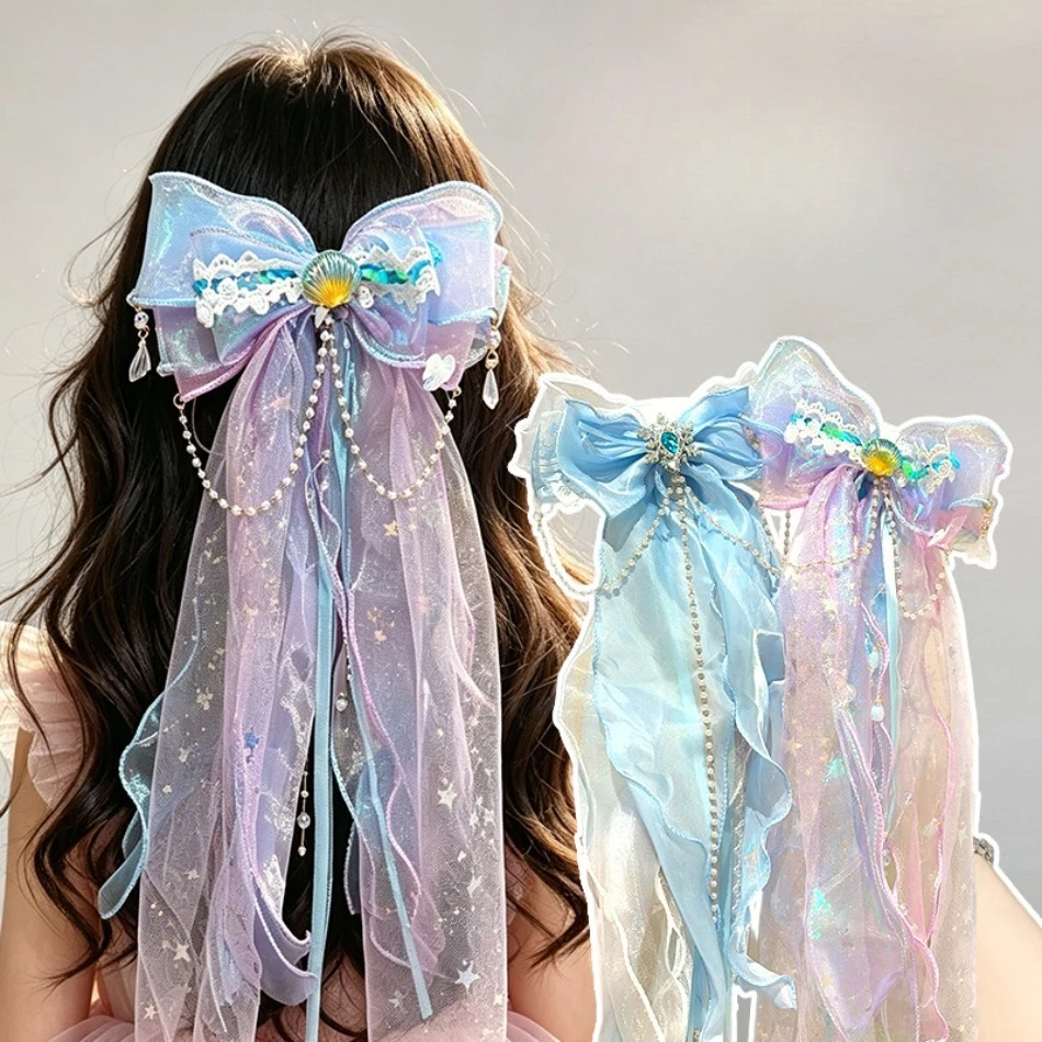 Sweet Girl Elsa Mermaid Shell Headgear Birthday Gift Streamer Hairpin Princess Shiny Hairpin Veil Children Bow Super Fairy HP01
Sweet Girl Elsa Mermaid Shell Headgear Birthday Gift Streamer Hairpin Princess Shiny Hairpin Veil Children Bow Super Fairy HP01