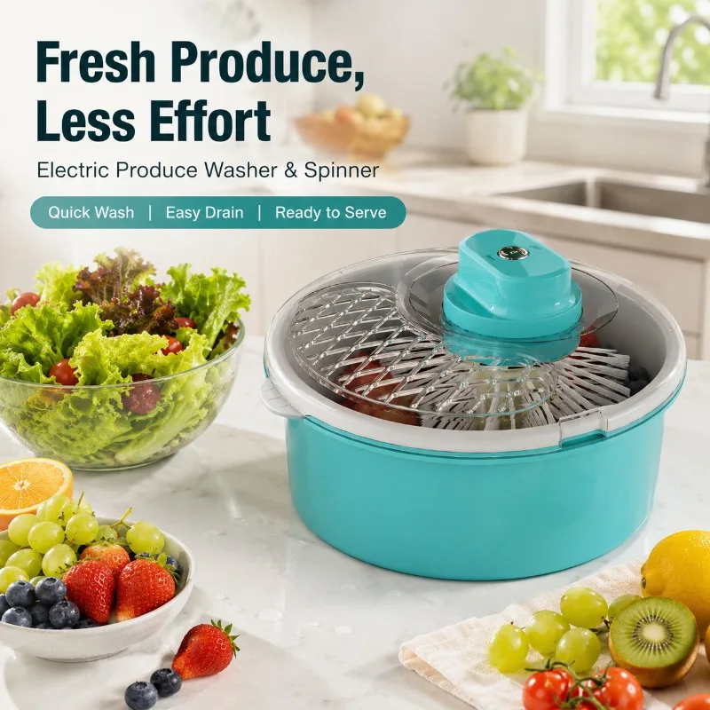 Fruit Vegetable Washer Spinner Electric 1500mAh Produce Cleaning Bowl Detachable Drain Basket for Berries Salad Greens
Fruit Vegetable Washer Spinner Electric 1500mAh Produce Cleaning Bowl Detachable Drain Basket for Berries Salad Greens