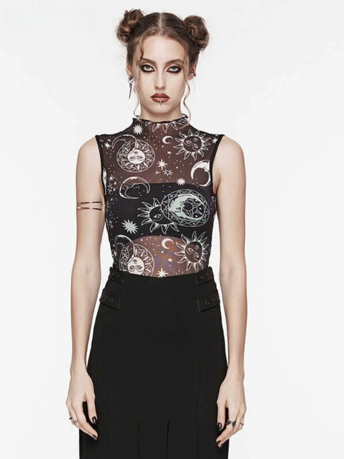 Gothic Daily T-Shirt Punk Half High Neck Mesh See-through Print Vest Women Versatile Sexy Sleeveless Top Street Style Short L...
Gothic Daily T-Shirt Punk Half High Neck Mesh See-through Print Vest Women Versatile Sexy Sleeveless Top Street Style Short L...
