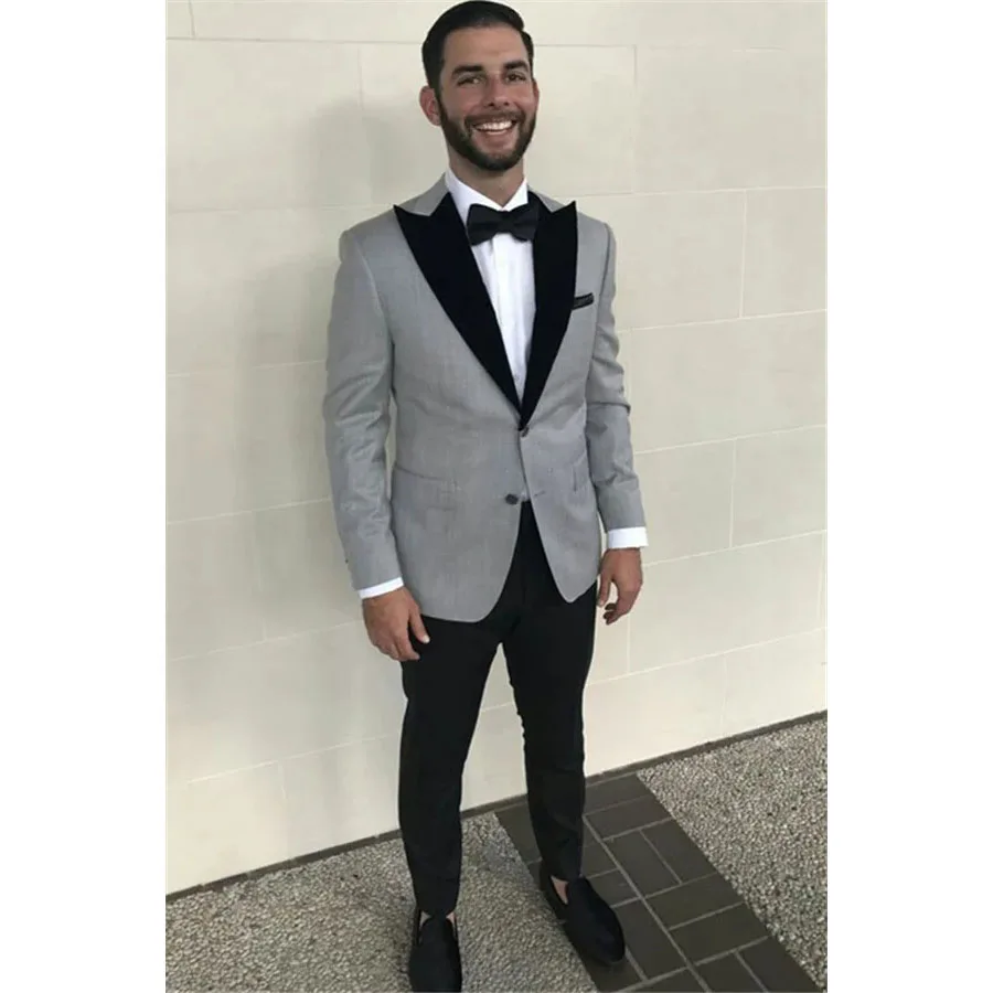 Grey Suits for Men Wedding Full Set Single Breasted Black Peaked Lapel Skinny Blazer Formal 2 Piece Jacket Pants Tailor-Made
Grey Suits for Men Wedding Full Set Single Breasted Black Peaked Lapel Skinny Blazer Formal 2 Piece Jacket Pants Tailor-Made