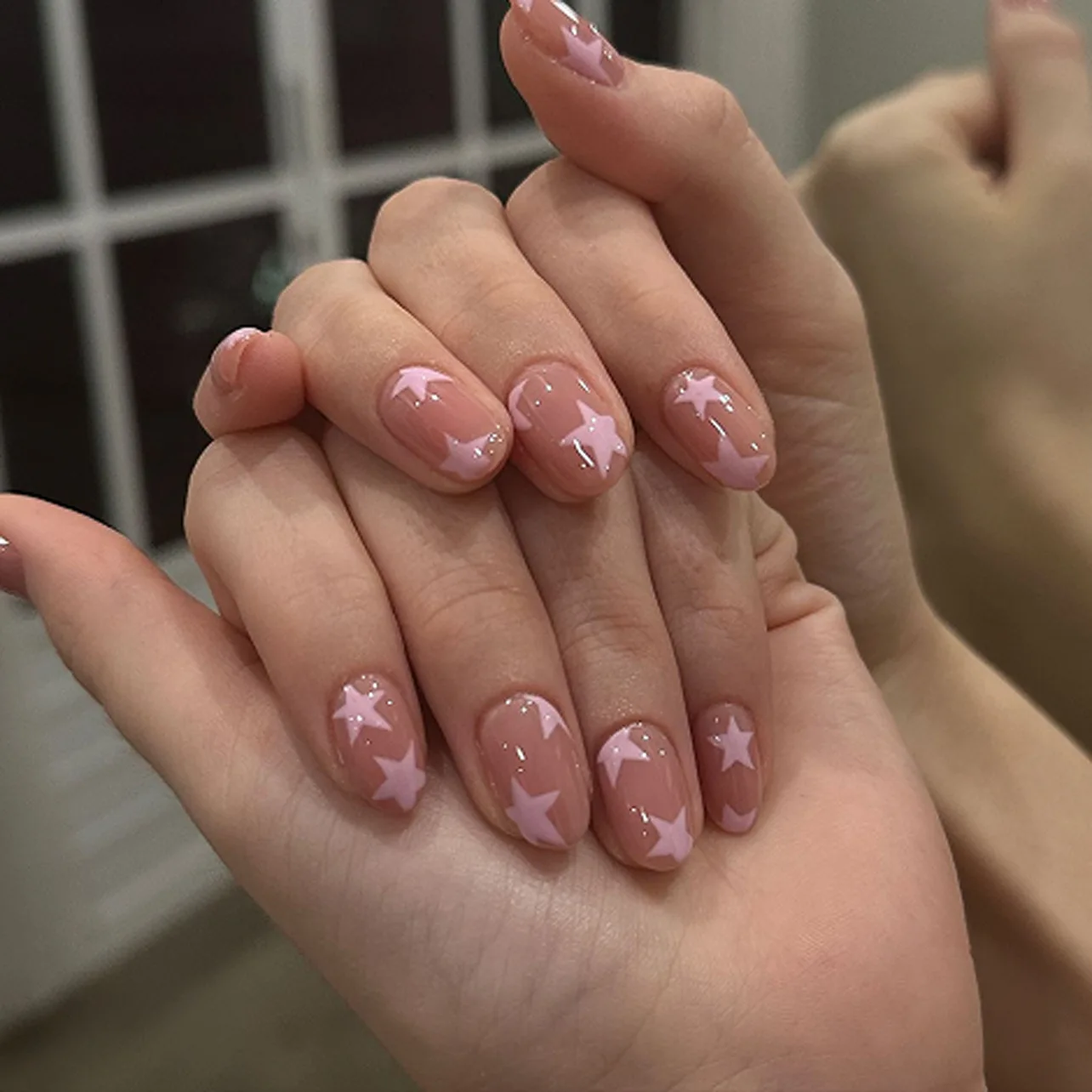 Simple Naked Pink Pink Star Wear Armor Short Short Round Manicure with False Nails
Simple Naked Pink Pink Star Wear Armor Short Short Round Manicure with False Nails