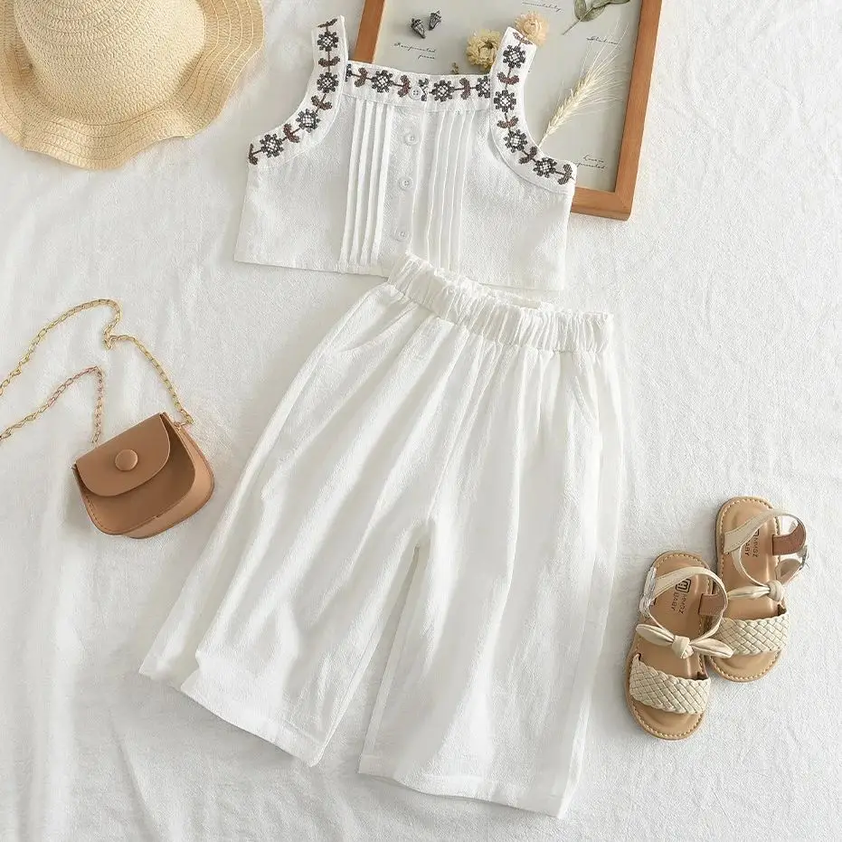 Baby Summer Clothes Children's Clothing Girl Fashion Sleeveless Embroidery Flower Tank Top+Straight Pants Toddler Casual Clothes
Baby Summer Clothes Children's Clothing Girl Fashion Sleeveless Embroidery Flower Tank Top+Straight Pants Toddler Casual Clothes